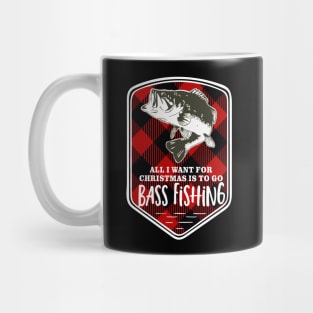 Bass Fishing All I Want Christmas Plaid Mug